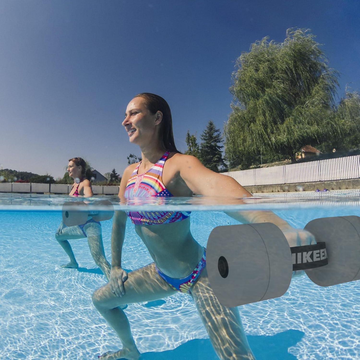 Hikeen Aquatic Exercise Dumbbells Water Dumbbell Pool Resistance Aquatic Fitness Barbells with 4 High-Density EVA Foam Pool Weights Dumbbells, for Water Aerobics Weight Loss